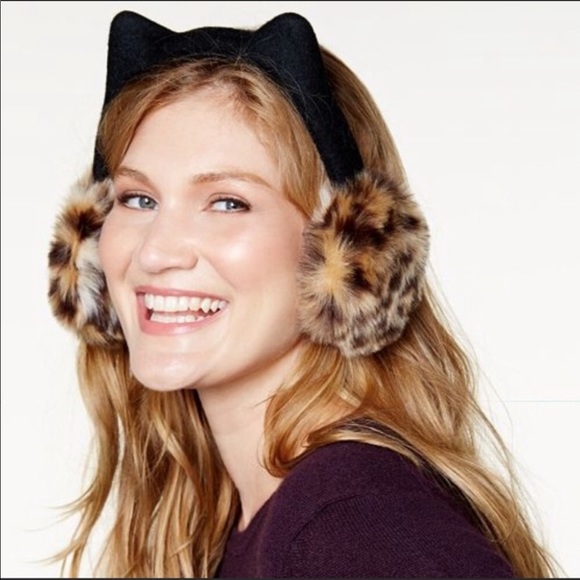 kate spade Accessories Kate Spade Faux Fur Leopard Cat Ear Earmuffs